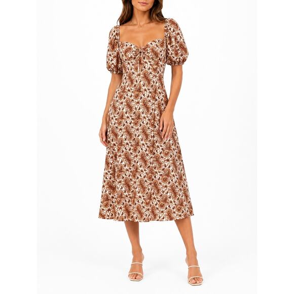FAITHFULL THE BRAND Dresses & Skirts - NWT Faithfull The Brand Juniper Paisley Midi Dress Puff Sleeve Sweetheart Size 6